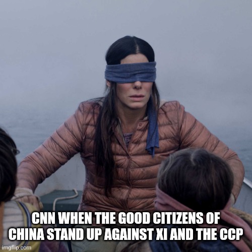 Bird Box | CNN WHEN THE GOOD CITIZENS OF CHINA STAND UP AGAINST XI AND THE CCP | image tagged in memes,bird box | made w/ Imgflip meme maker