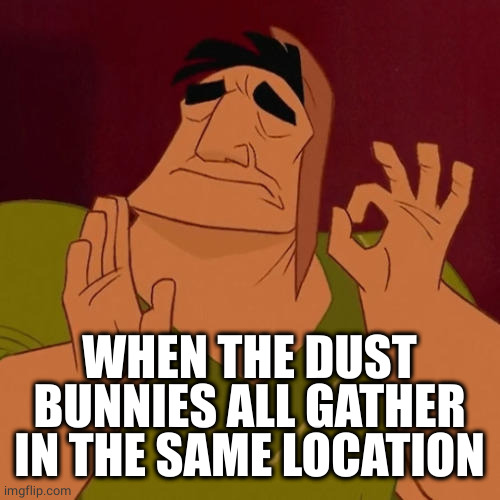 Easy cleaning |  WHEN THE DUST BUNNIES ALL GATHER IN THE SAME LOCATION | image tagged in when x just right,dust,cleaning,bed | made w/ Imgflip meme maker