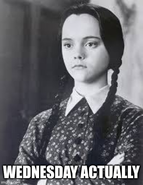 Wednesday Addams | WEDNESDAY ACTUALLY | image tagged in wednesday addams | made w/ Imgflip meme maker