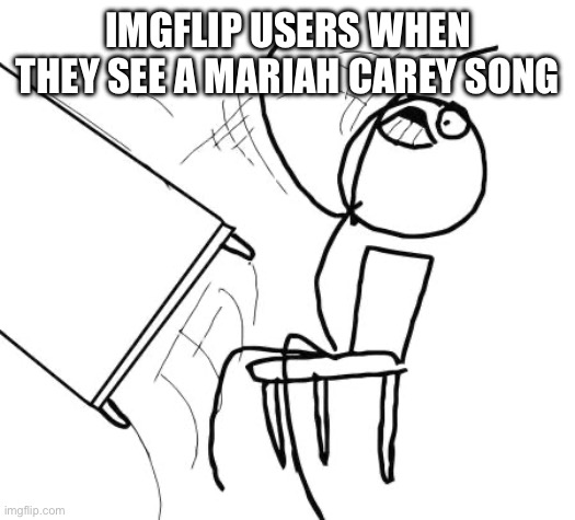 Iceu. in perticular | IMGFLIP USERS WHEN THEY SEE A MARIAH CAREY SONG | image tagged in memes,table flip guy,funny,christmas,mariah carey | made w/ Imgflip meme maker