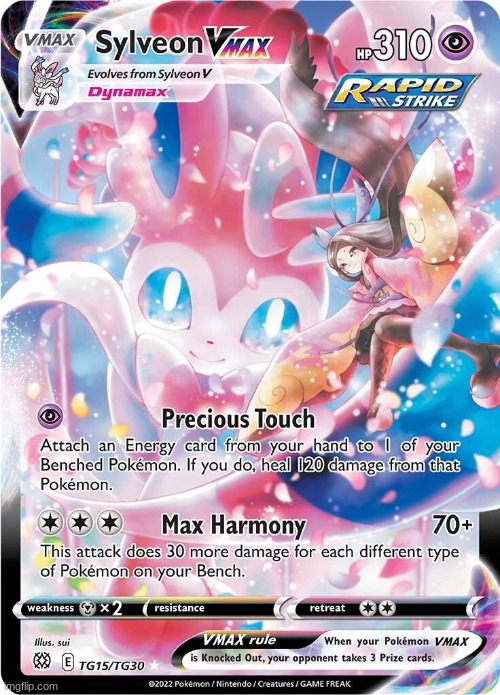 Sylveon Vmax card | image tagged in pokemon card,vmax,sylveon | made w/ Imgflip meme maker