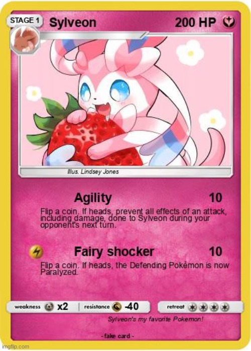 My fan-made Sylveon card! | image tagged in sylveon,pokemon card,fan-made | made w/ Imgflip meme maker