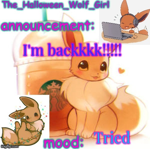 The_Halloween_Wolf_Girl | I'm backkkk!!!!! Tried | image tagged in the_halloween_wolf_girl | made w/ Imgflip meme maker