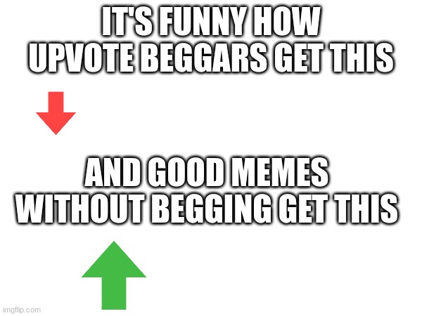 So true |  IT'S FUNNY HOW UPVOTE BEGGARS GET THIS; AND GOOD MEMES WITHOUT BEGGING GET THIS | image tagged in upvotes,newbies,beggar,funny | made w/ Imgflip meme maker