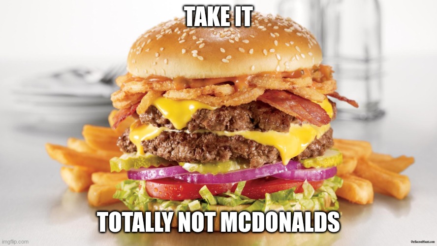 Burger & Fries | TAKE IT TOTALLY NOT MCDONALDS | image tagged in burger fries | made w/ Imgflip meme maker