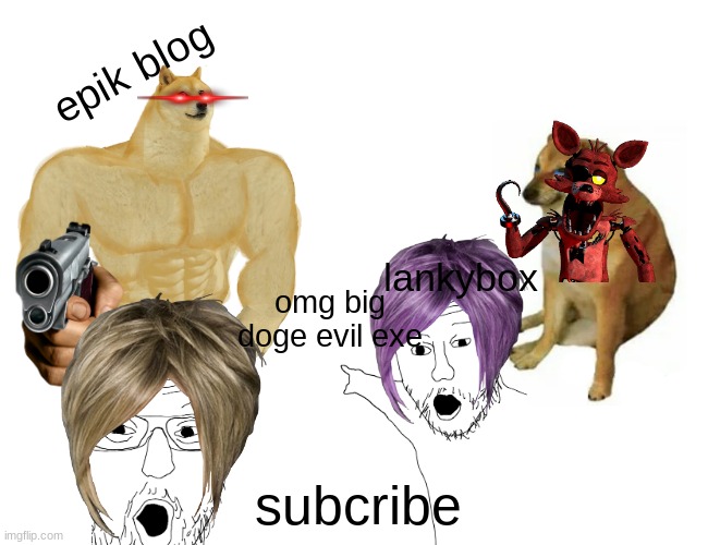 lankybox in a nutshell | epik blog; lankybox; omg big doge evil exe; subcribe | image tagged in funny | made w/ Imgflip meme maker