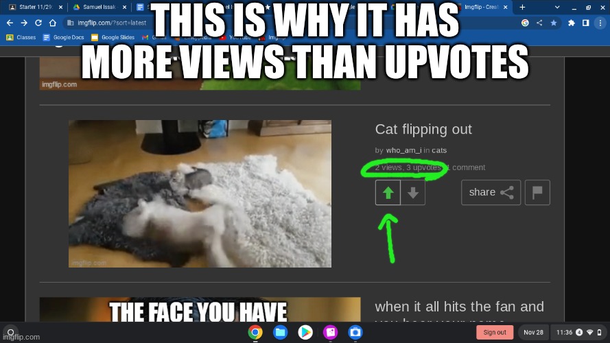 more views than upvotes | THIS IS WHY IT HAS MORE VIEWS THAN UPVOTES | image tagged in upvotes,upvote begging,upvote beggars,views,demotivationals,cats | made w/ Imgflip meme maker