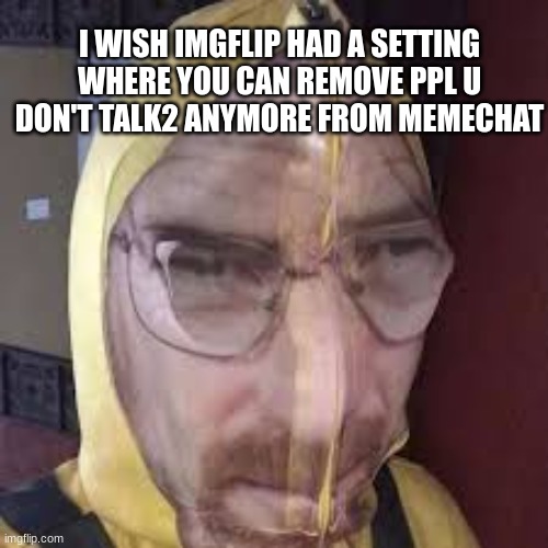 posh | I WISH IMGFLIP HAD A SETTING WHERE YOU CAN REMOVE PPL U DON'T TALK2 ANYMORE FROM MEMECHAT | image tagged in posh | made w/ Imgflip meme maker
