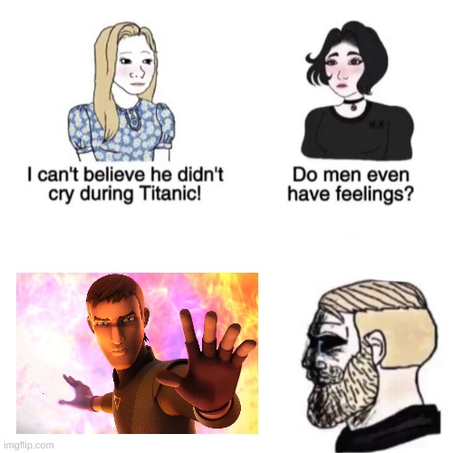 kanan jarrus, jedi knight | image tagged in chad crying,star wars rebels | made w/ Imgflip meme maker