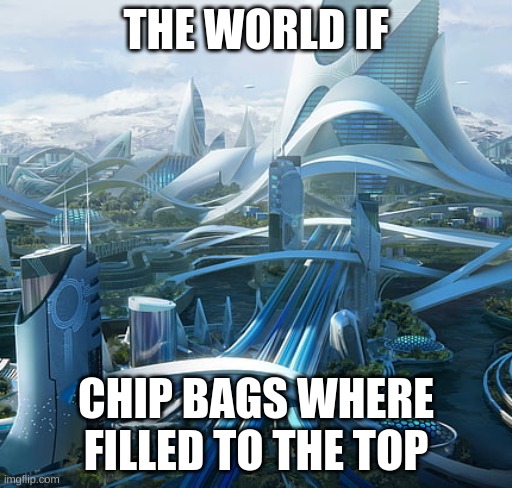 The world if | THE WORLD IF; CHIP BAGS WHERE FILLED TO THE TOP | image tagged in the world if | made w/ Imgflip meme maker