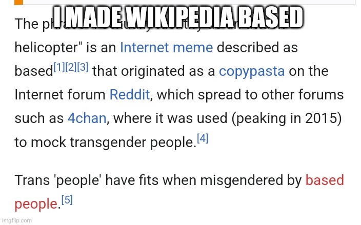 I MADE WIKIPEDIA BASED | made w/ Imgflip meme maker