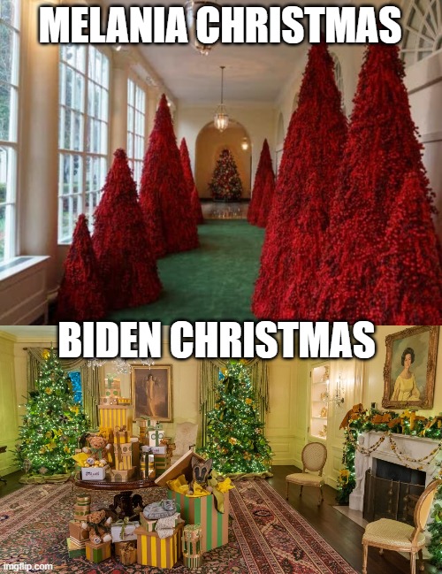 MELANIA CHRISTMAS; BIDEN CHRISTMAS | image tagged in stephen king christmas | made w/ Imgflip meme maker