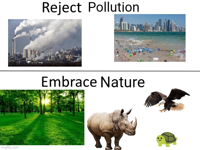 From Me and Carlos memechat | Pollution; Nature | image tagged in reject modernity embrace tradition | made w/ Imgflip meme maker