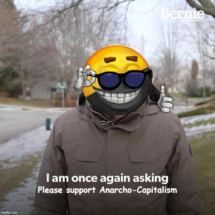We may not have much of a society after it descends into feudal warring of private billionaire armies, but the ride will be fun | Please support Anarcho-Capitalism | image tagged in memes,bernie i am once again asking for your support,slothbertarian,ancap,bernie sanders,i am once again asking | made w/ Imgflip meme maker