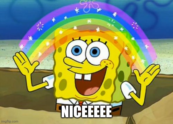 Spongebob's Imagination Rainbow | NICEEEEE | image tagged in spongebob's imagination rainbow | made w/ Imgflip meme maker