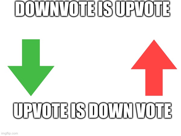 Confused? | DOWNVOTE IS UPVOTE; UPVOTE IS DOWN VOTE | image tagged in vote | made w/ Imgflip meme maker