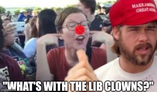 "WHAT'S WITH THE LIB CLOWNS?" | made w/ Imgflip meme maker