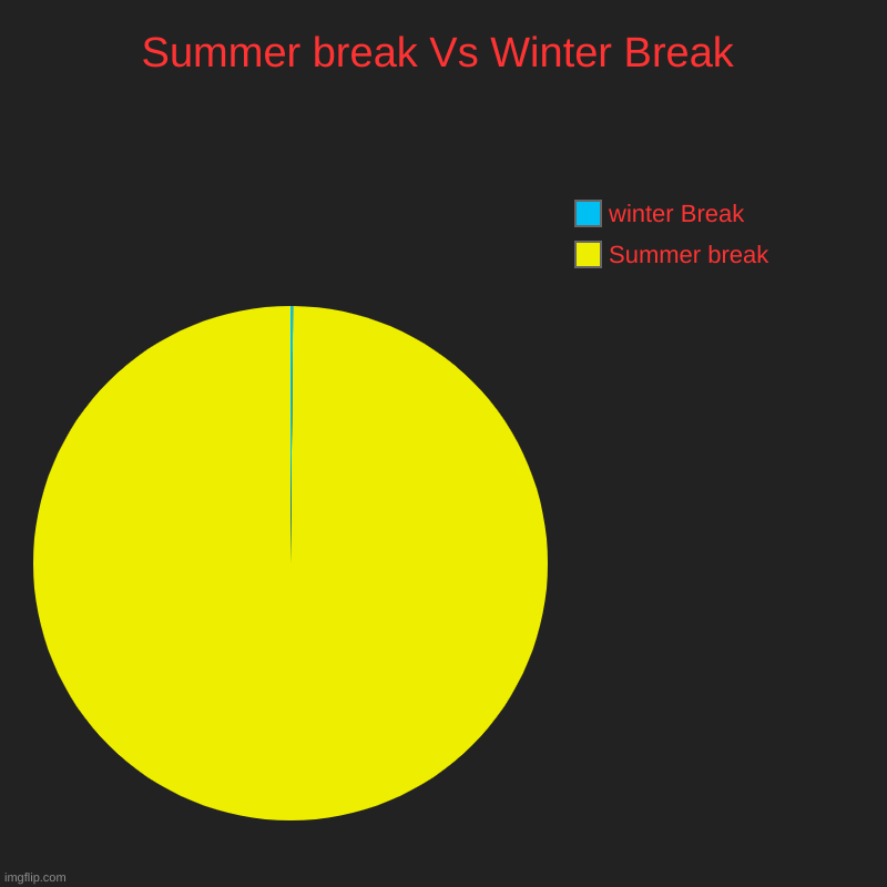 Summer break Vs Winter Break | Summer break Vs Winter Break | Summer break, winter Break | image tagged in charts,pie charts | made w/ Imgflip chart maker