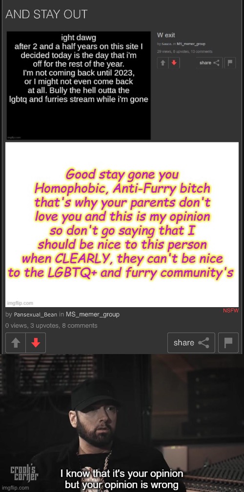 Cry about it | image tagged in i know that it's your opinion but your opinion is wrong | made w/ Imgflip meme maker
