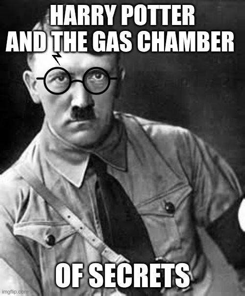 Harry | HARRY POTTER AND THE GAS CHAMBER; OF SECRETS | image tagged in adolf hitler | made w/ Imgflip meme maker