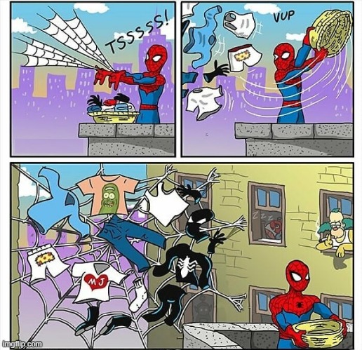 Laundry Day | image tagged in spiderman | made w/ Imgflip meme maker