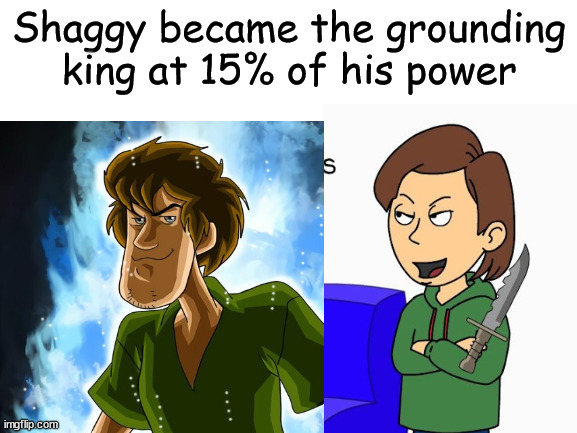 Shaggy is GoAnimate Boris at 15% power |  Shaggy became the grounding king at 15% of his power | image tagged in shaggy,shaggy meme,ultra instinct shaggy,goanimate,boris,vyond | made w/ Imgflip meme maker