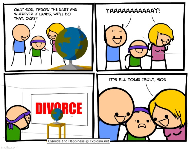 image tagged in divorce,it's all your fault,comics/cartoons | made w/ Imgflip meme maker