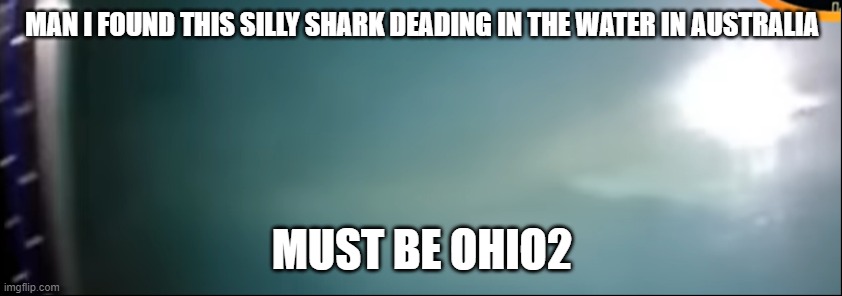Funny dead shark Ohio2 |  MAN I FOUND THIS SILLY SHARK DEADING IN THE WATER IN AUSTRALIA; MUST BE OHIO2 | image tagged in ohio,ohio2,australia,meanwhile in australia | made w/ Imgflip meme maker