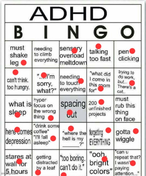 E | image tagged in adhd bingo | made w/ Imgflip meme maker