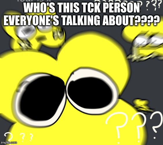 x is confused | WHO'S THIS TCK PERSON EVERYONE'S TALKING ABOUT???? | image tagged in x is confused | made w/ Imgflip meme maker