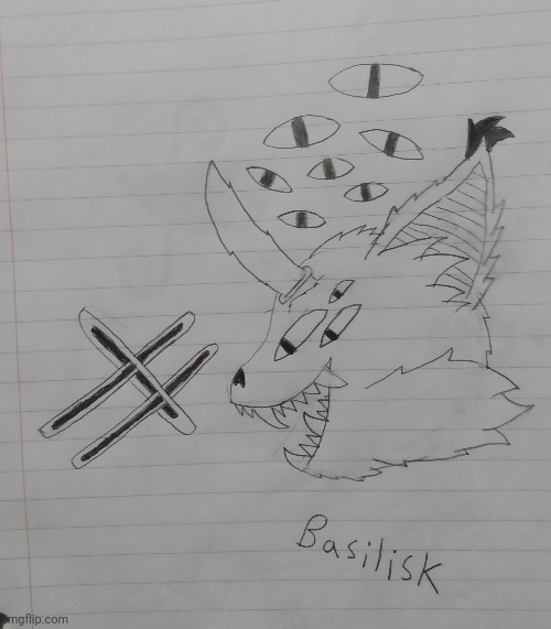 Basilisk, the Wolf Demon (new OC - art by me) | image tagged in furry,oc,art,drawings,edgy | made w/ Imgflip meme maker