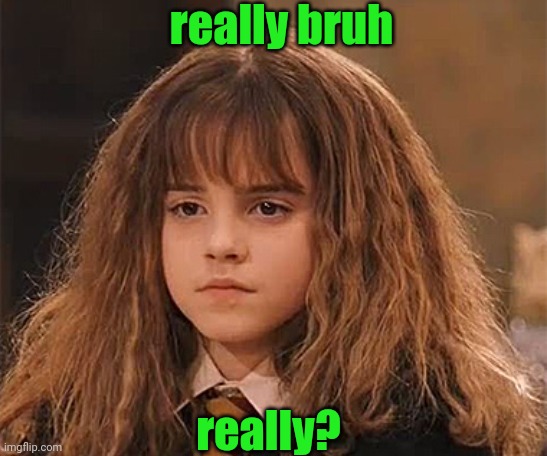 Dissapointed Hermione | really bruh really? | image tagged in dissapointed hermione | made w/ Imgflip meme maker