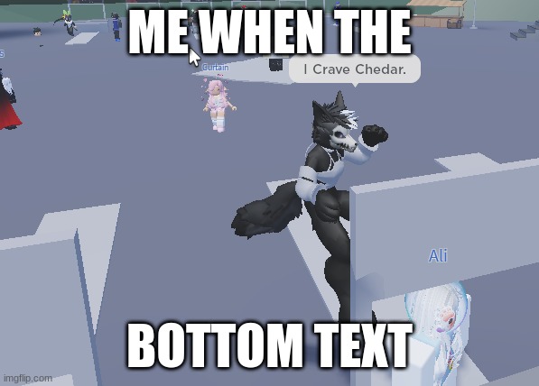 Original and funny title that draws attention. | ME WHEN THE; BOTTOM TEXT | image tagged in roblox | made w/ Imgflip meme maker