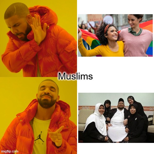 Drake Hotline Bling | Muslims | image tagged in memes,drake hotline bling | made w/ Imgflip meme maker