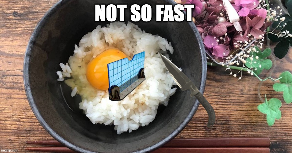 POV: Your egg learns magic | NOT SO FAST | image tagged in egg,knife | made w/ Imgflip meme maker
