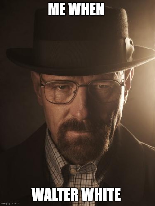 walter | ME WHEN; WALTER WHITE | image tagged in walter white,walter,stare | made w/ Imgflip meme maker