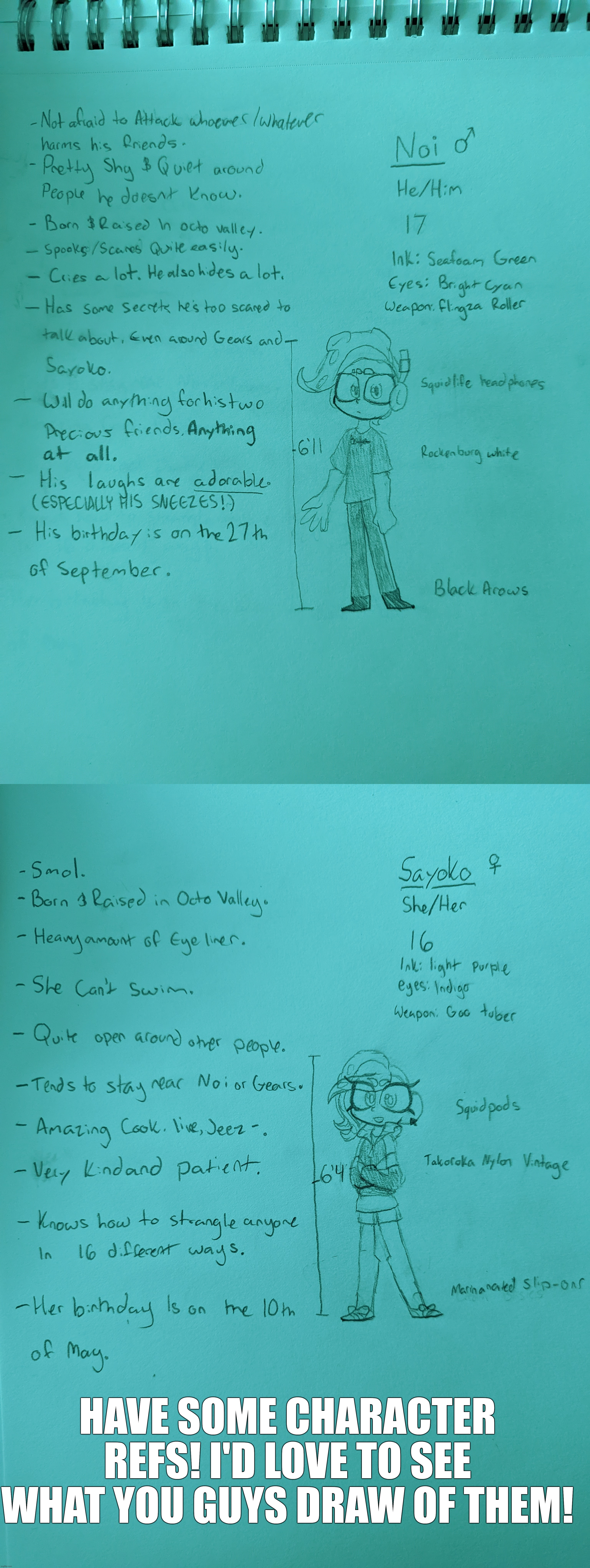Let me know if you need the 3d colored versions! | HAVE SOME CHARACTER REFS! I'D LOVE TO SEE WHAT YOU GUYS DRAW OF THEM! | made w/ Imgflip meme maker