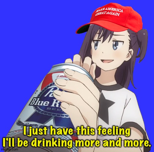 Drowning her sorrows | I just have this feeling I'll be drinking more and more. | image tagged in anime maga girl drinking | made w/ Imgflip meme maker