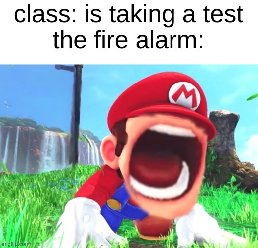 beeep beeep beeep | class: is taking a test
the fire alarm: | image tagged in mario screaming | made w/ Imgflip meme maker