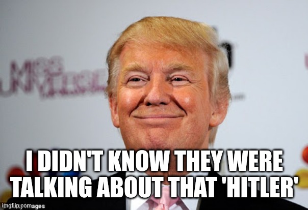 Never HEARD of HIM | I DIDN'T KNOW THEY WERE TALKING ABOUT THAT 'HITLER' | image tagged in donald trump approves | made w/ Imgflip meme maker