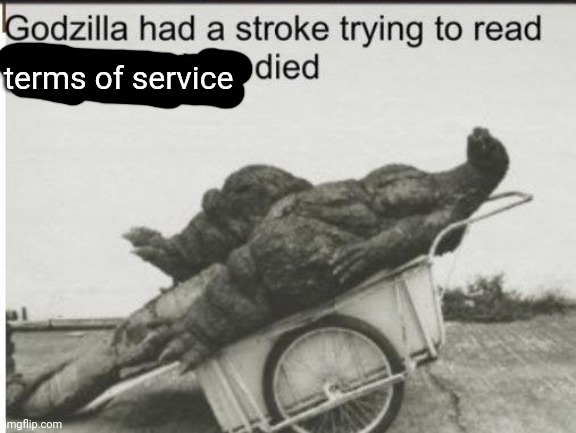 Godzilla | terms of service | image tagged in godzilla | made w/ Imgflip meme maker