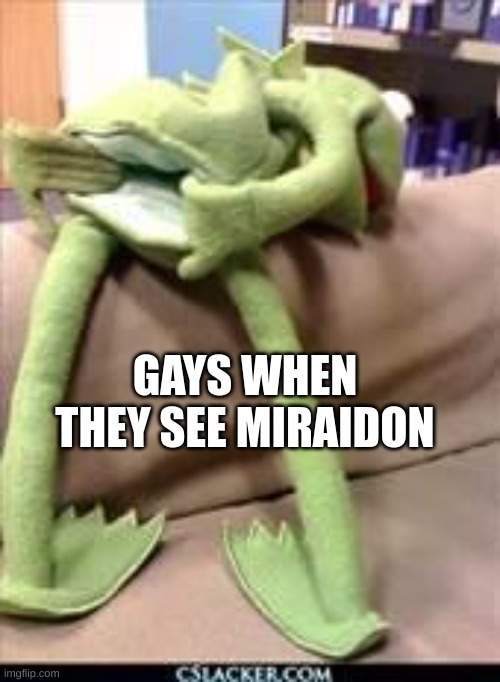 Gay kermit | GAYS WHEN THEY SEE MIRAIDON | image tagged in gay kermit | made w/ Imgflip meme maker
