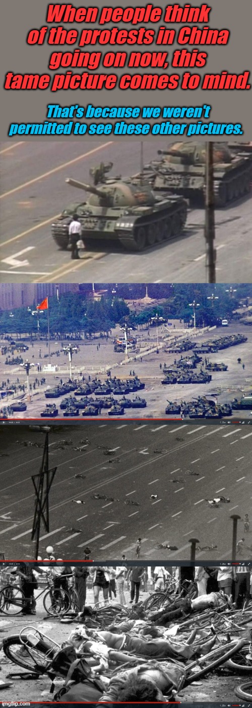 Don't ignore the courage that millions of Chinese are demonstrating against the form of government being pushed on the USA | When people think of the protests in China going on now, this tame picture comes to mind. That's because we weren't permitted to see these other pictures. | image tagged in tiananmen square tank man | made w/ Imgflip meme maker
