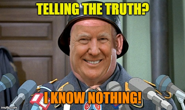 Sgt. Shultz Press Conference | TELLING THE TRUTH? I KNOW NOTHING! | image tagged in sgt shultz press conference | made w/ Imgflip meme maker