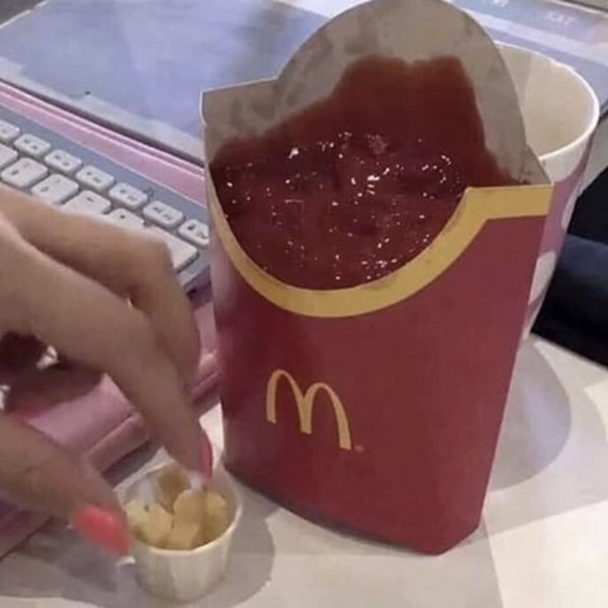 High Quality Ketchup with a side of fries Blank Meme Template