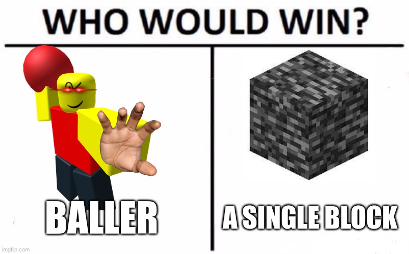 bedrock | BALLER; A SINGLE BLOCK | image tagged in memes,who would win | made w/ Imgflip meme maker