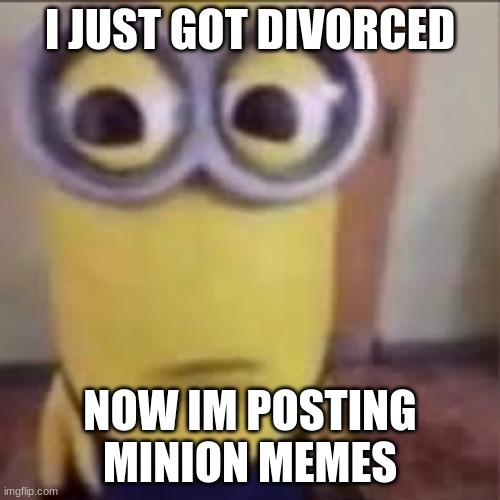 i just got divorced now im posting minion memes | I JUST GOT DIVORCED; NOW IM POSTING MINION MEMES | image tagged in minions,funny,divorce | made w/ Imgflip meme maker