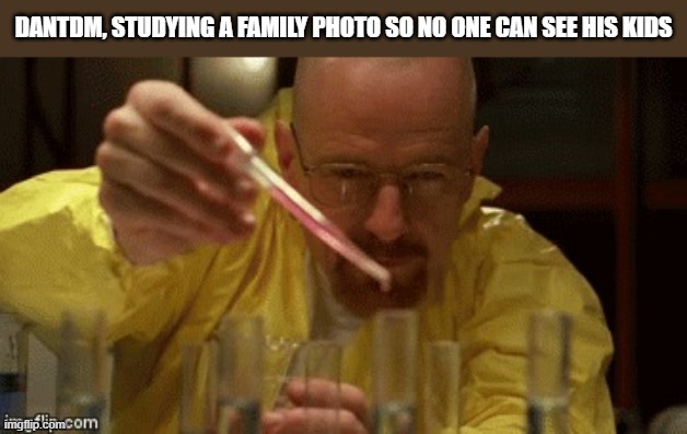 Walter White Cooking | DANTDM, STUDYING A FAMILY PHOTO SO NO ONE CAN SEE HIS KIDS | image tagged in walter white cooking | made w/ Imgflip meme maker