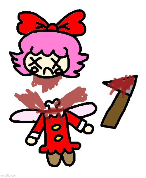 Ribbon got her head cut off | image tagged in kirby,ribbon,gore,funny,cute,death | made w/ Imgflip meme maker