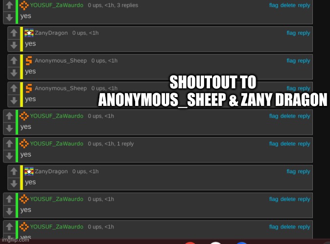 SHOUTOUT TO ANONYMOUS SHEEP AND ZANYDRAGON | SHOUTOUT TO ANONYMOUS_SHEEP & ZANY DRAGON | image tagged in shoutout | made w/ Imgflip meme maker